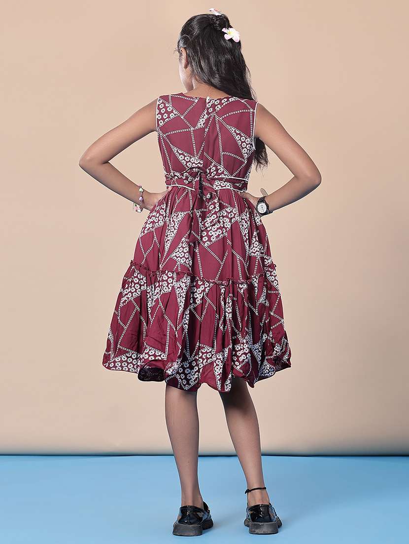 girls printed round neck frock  - 21999179 -  Standard Image - 2
