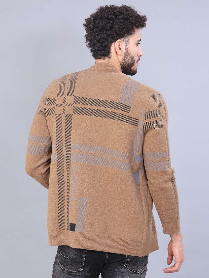 men checkered long sleeve rgular fit cardigan  - 21999211 -  Standard Image - 2