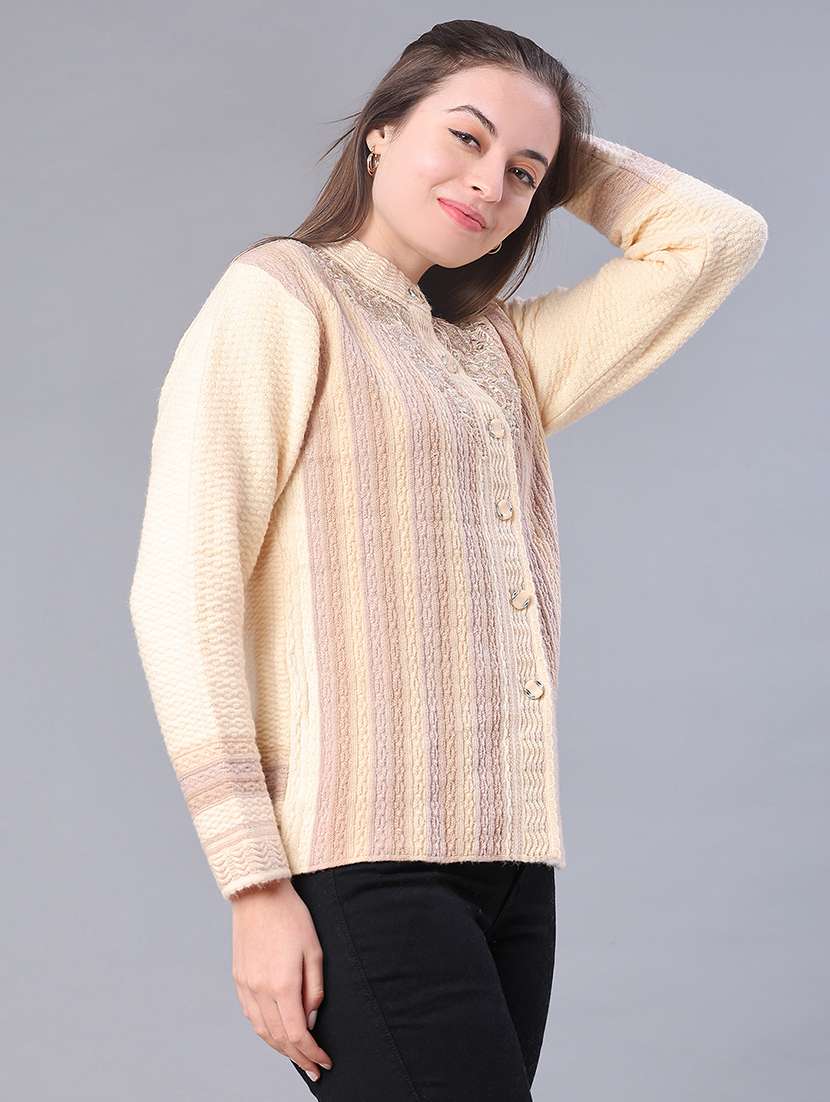 women self design long sleeve cardigan - 21999215 -  Standard Image - 2