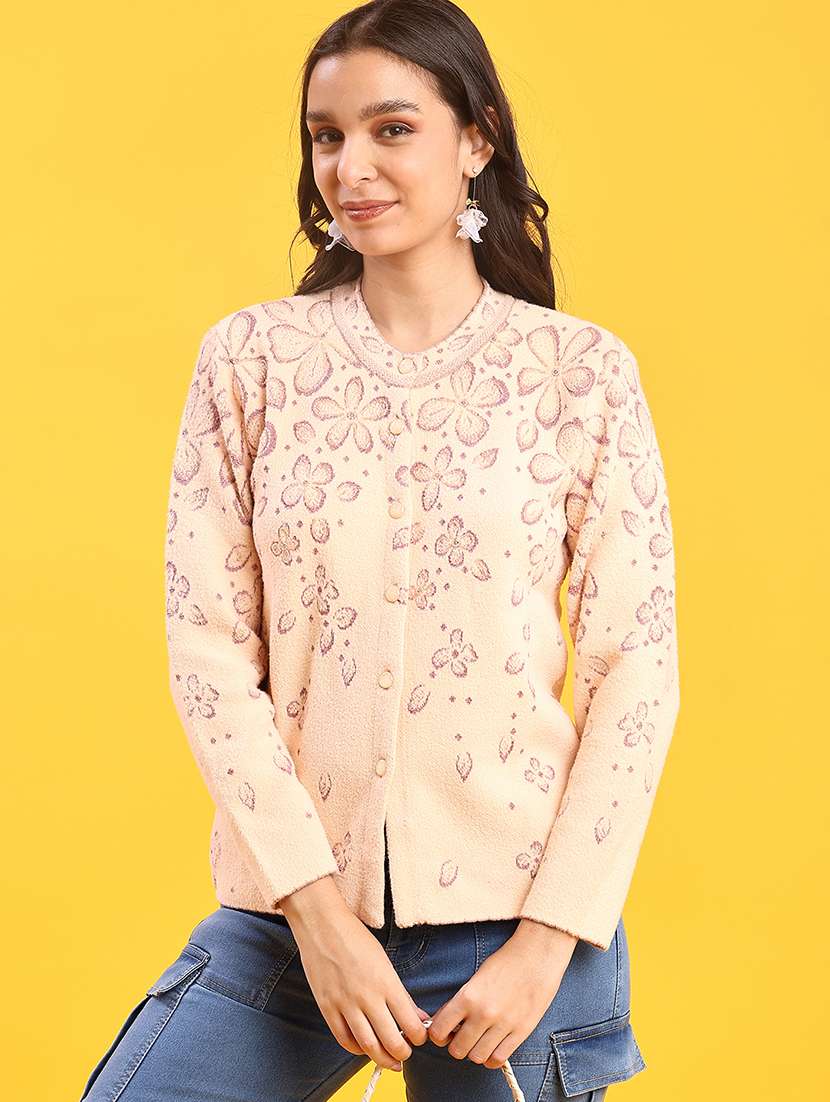 women self design long sleeve cardigan