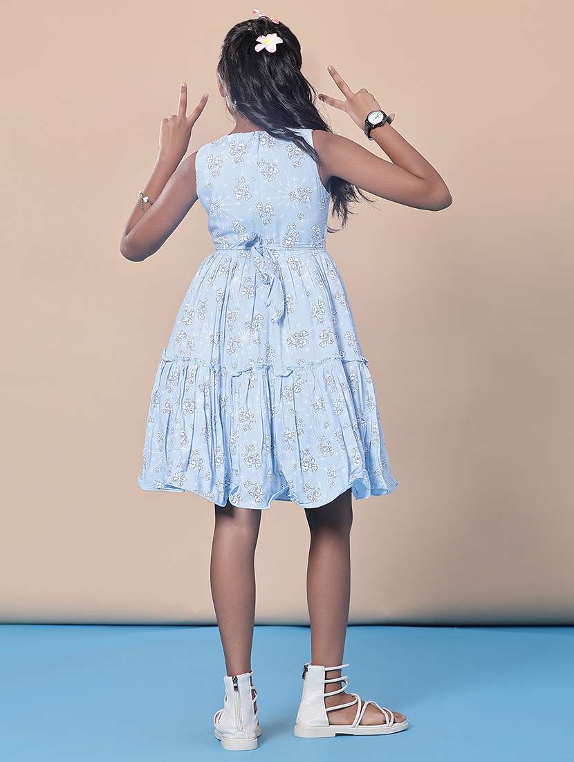 girls self designed sleeveless flared frock - 21999224 -  Standard Image - 2