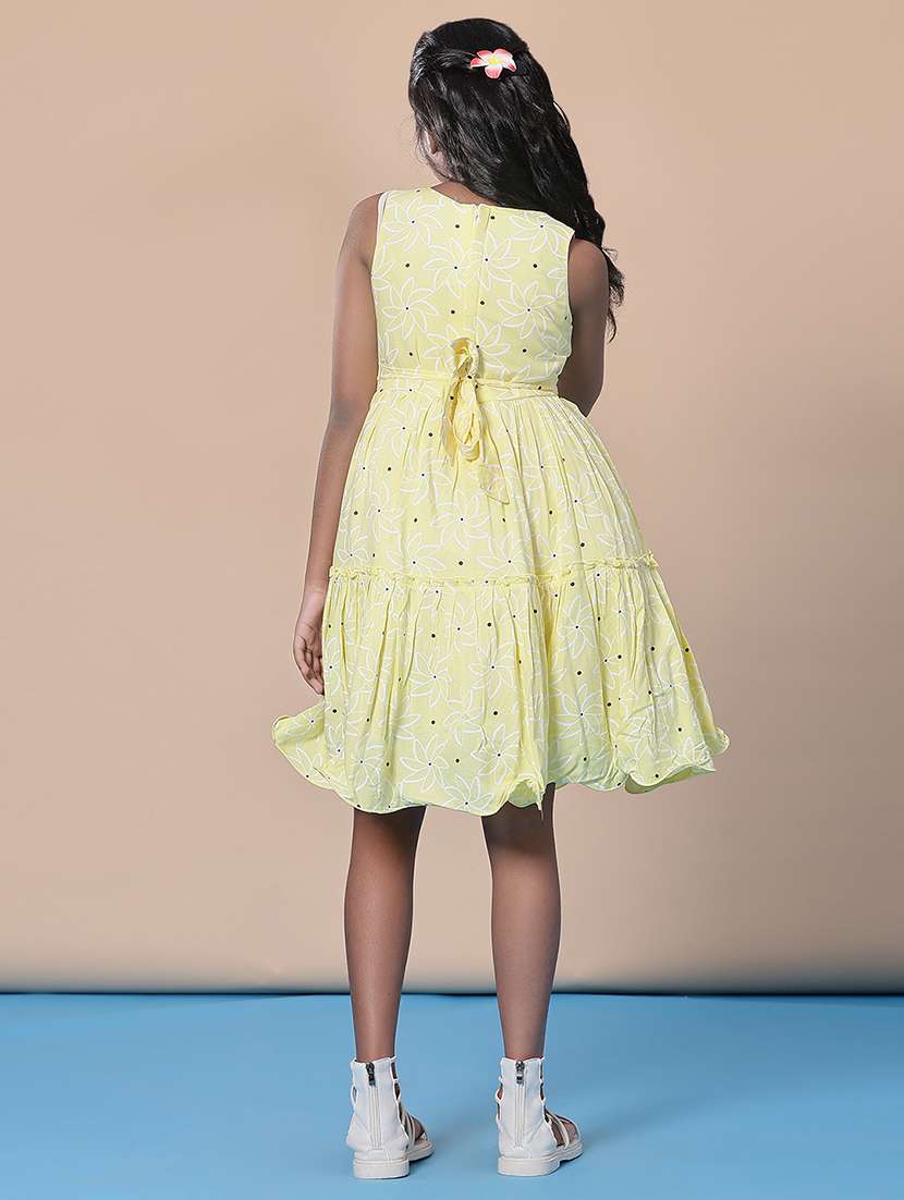 girls self designed sleeveless flared frock - 21999225 -  Standard Image - 2