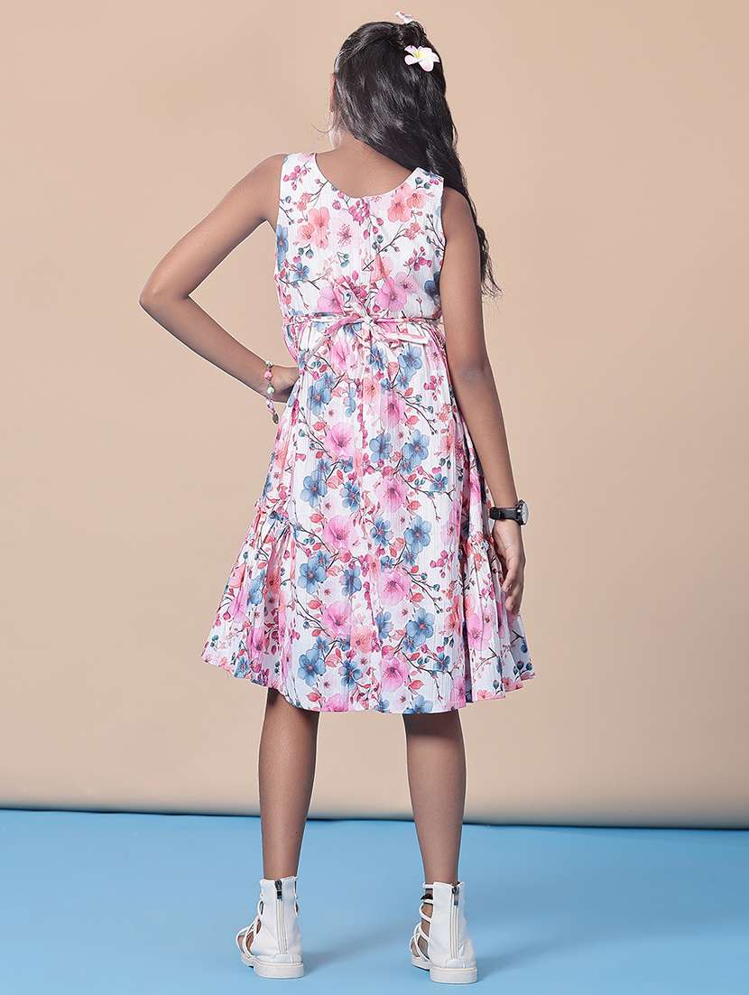 girls floral printed round neck frock - 21999226 - Standard Image - 2