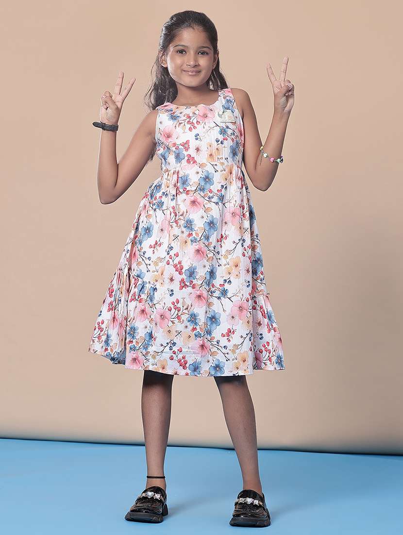 girls floral printed sleeveless frock