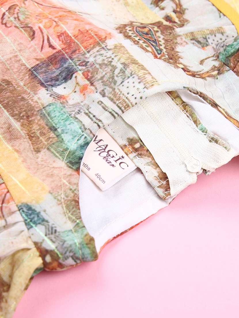 girls printed sleeveless flared frock - 21999295 -  Standard Image - 2