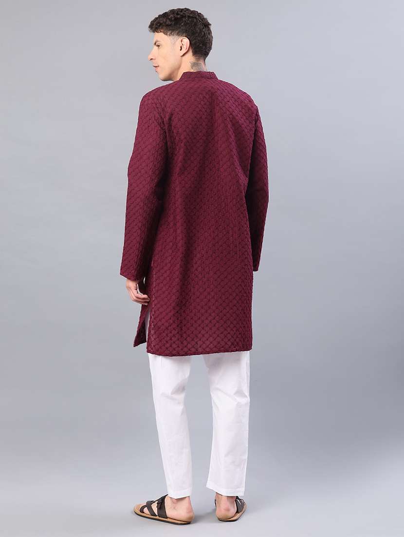 men embroidered long sleeve kurta and pyjama set - 21999365 -  Standard Image - 2