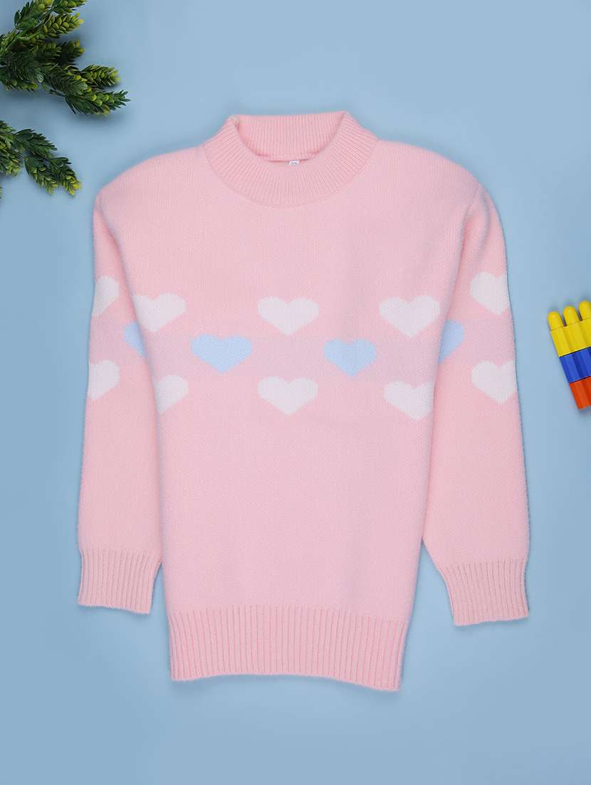 girls self design long sleeve pullover sweater