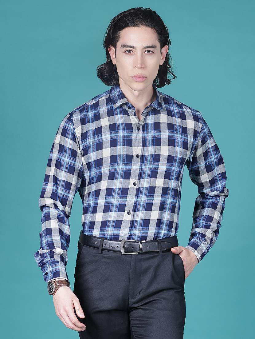 men checkered long sleeve slim fit formal shirt - 21999579 -  Standard Image - 2