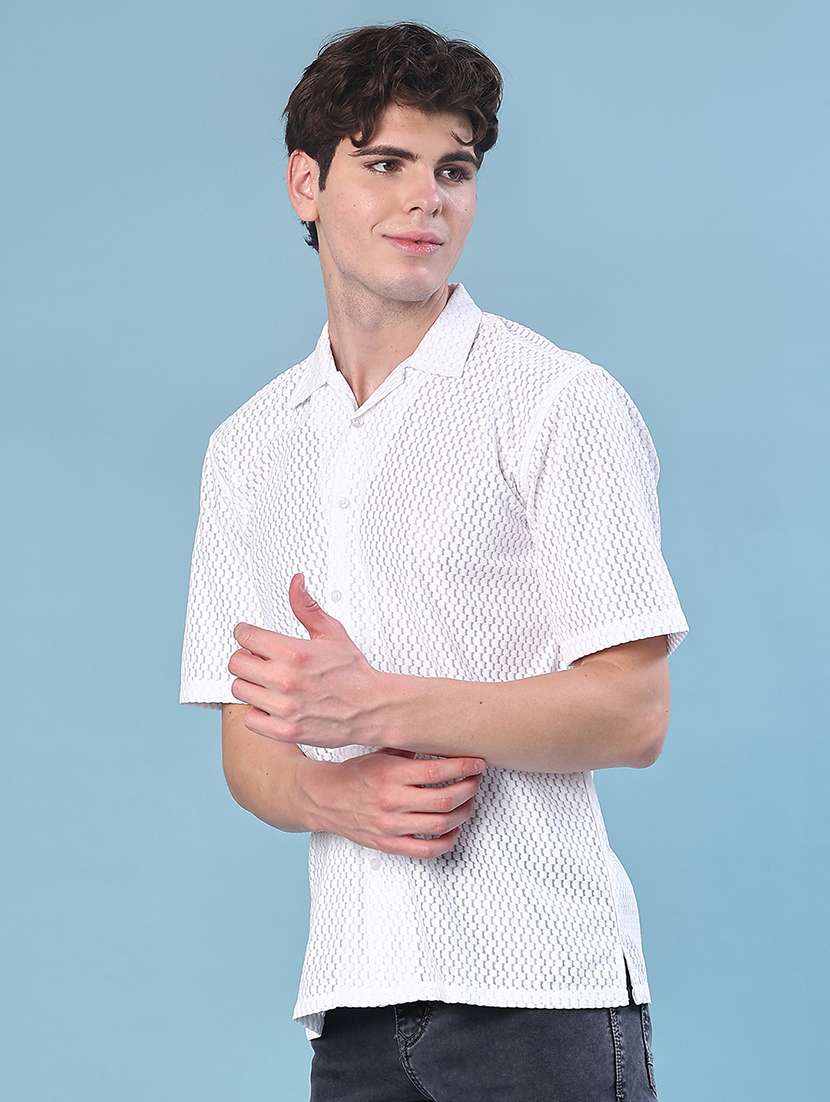 men self designed collared short sleeve shirt - 21999581 -  Standard Image - 2