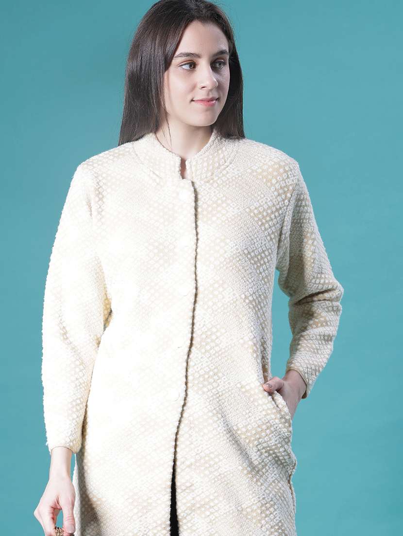 women self design long sleeve cardigan - 21999592 - Standard Image - 2