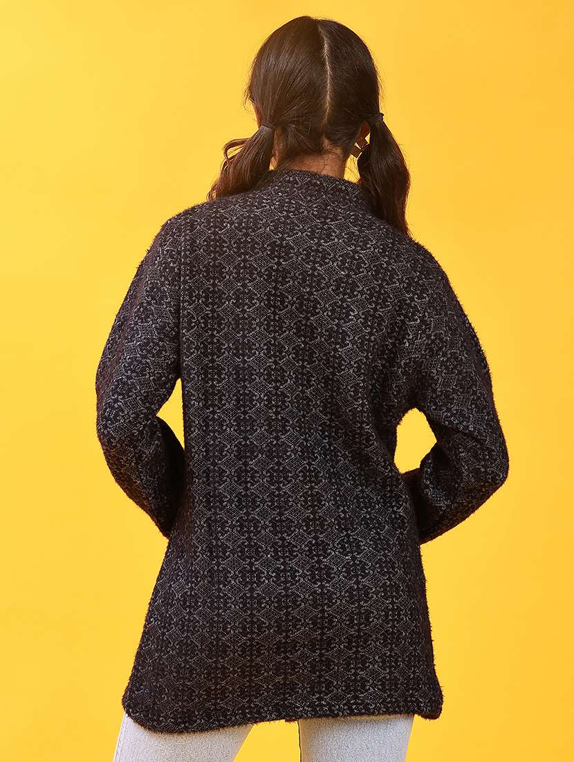 women self design long sleeve cardigan - 21999597 -  Standard Image - 2