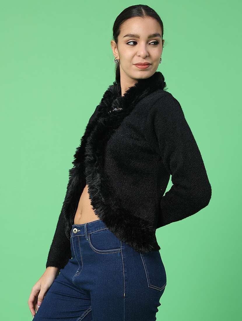 women solid long sleeve cardigan - 21999738 -  Standard Image - 2