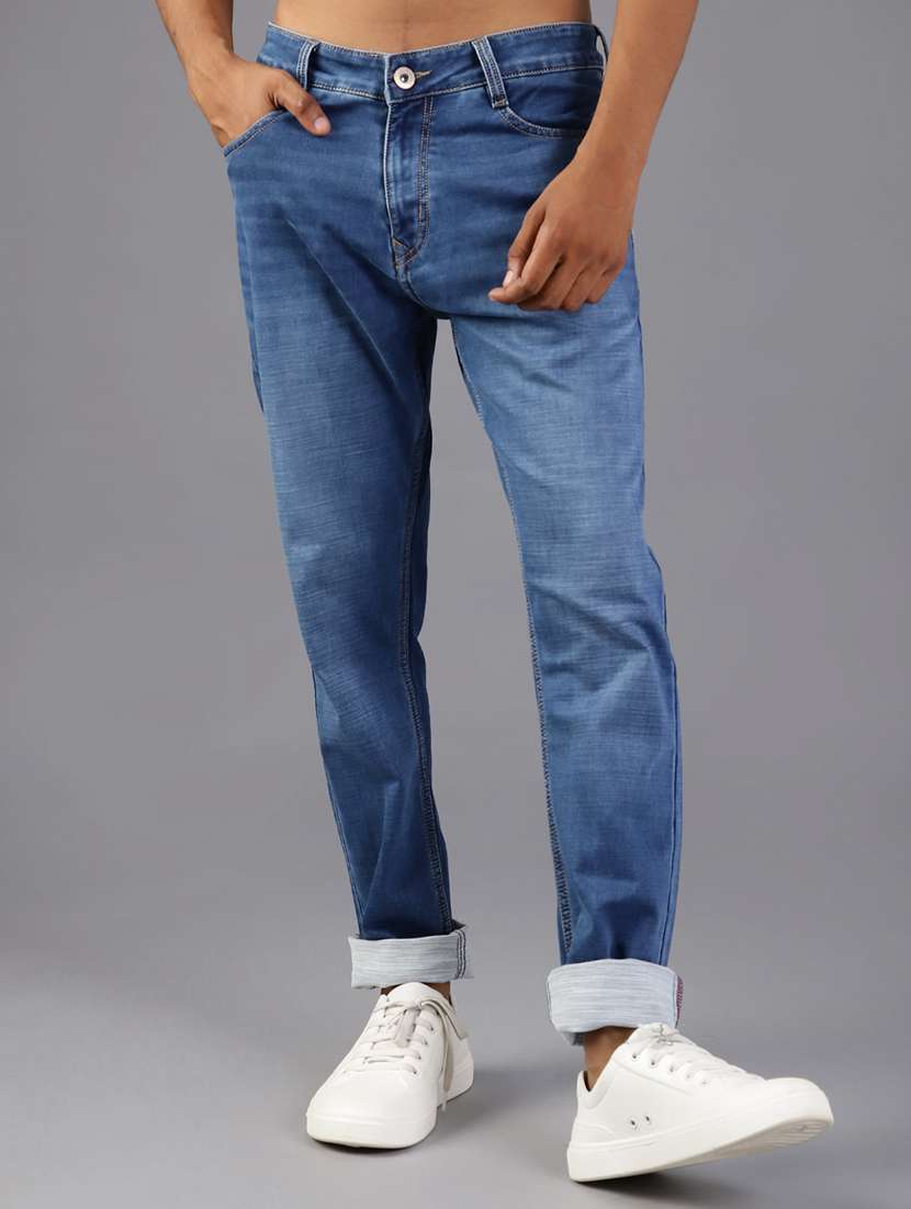 men solid mid rise slim fit jeans