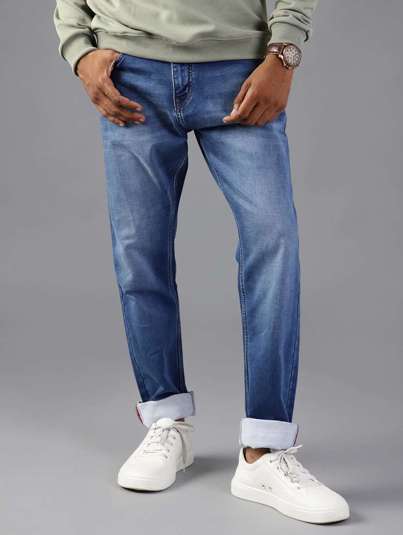 men solid mid rise tapered fit jeans