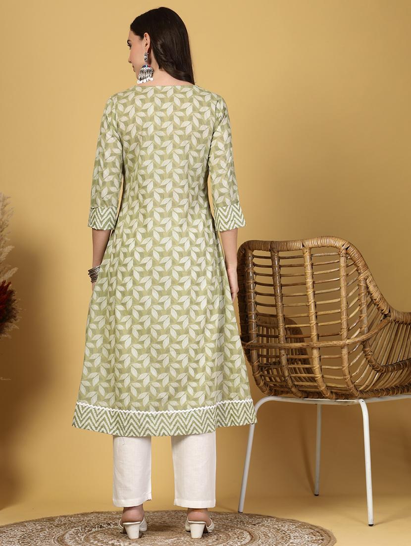 women printed three quarter sleeve a-line kurta - 21999954 - Standard Image - 2