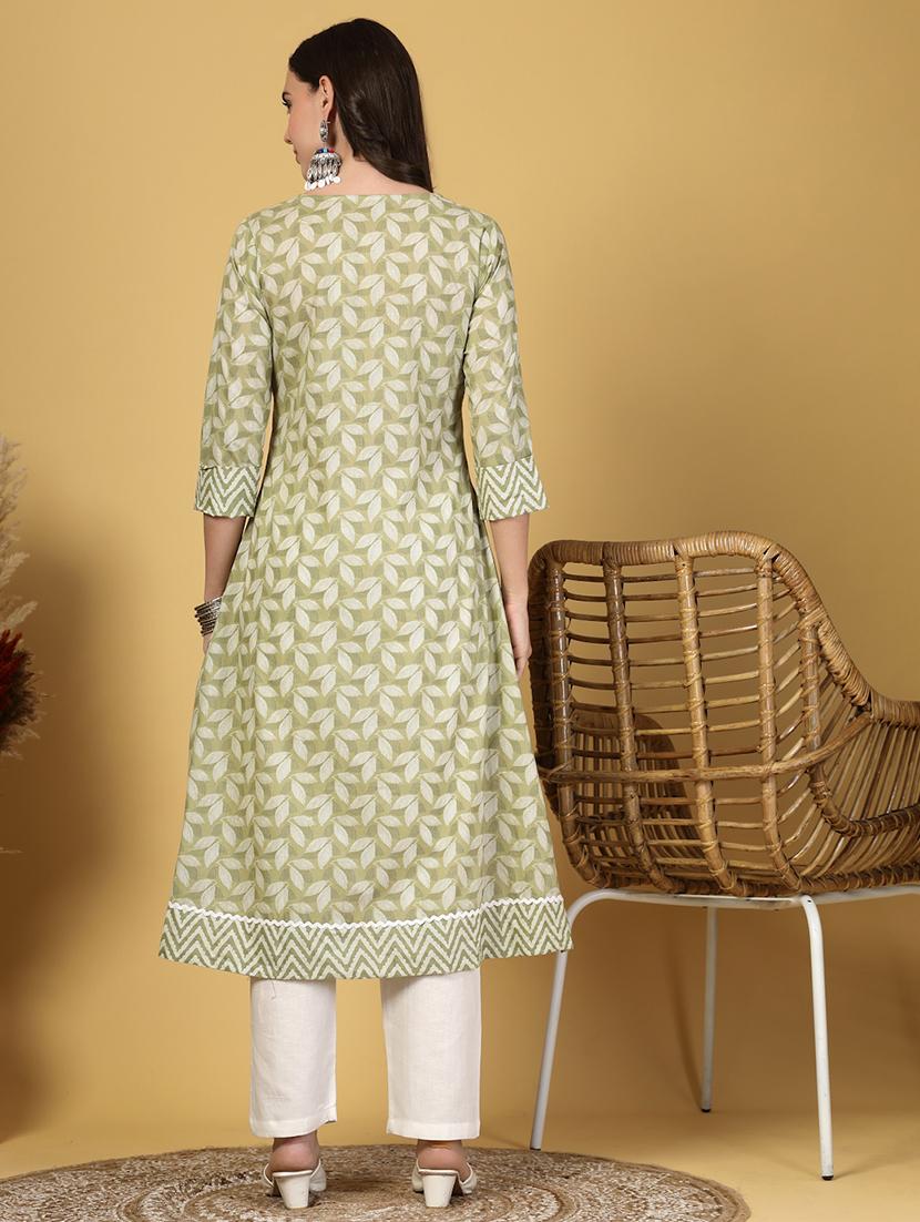 women printed three quarter sleeve a-line kurta - 21999958 - Standard Image - 2