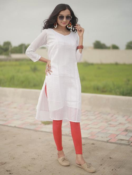 women self design three quarter sleeve straight kurta - 21999969 - Standard Image - 0