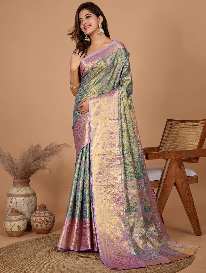 women self design kanjivaram saree with blouse - 21999983 -  Zoom Image - 0