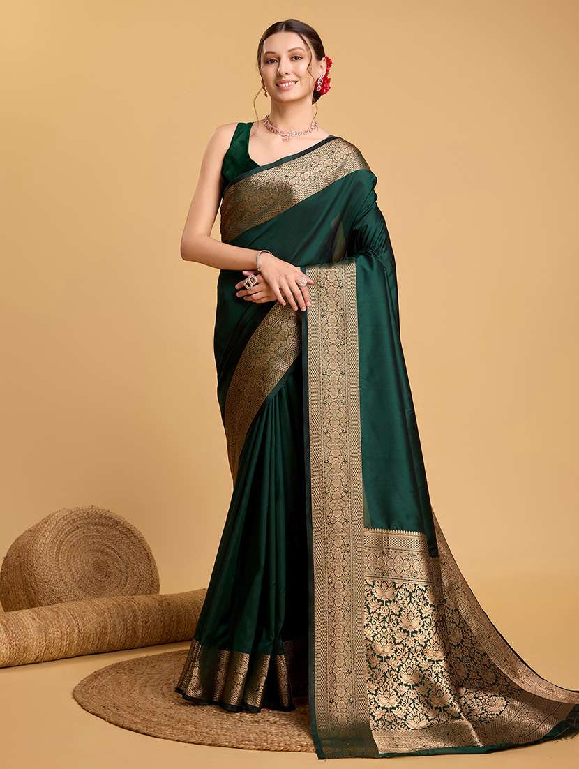 women solid with bordered saree with blouse - 22000008 - Standard Image - 2