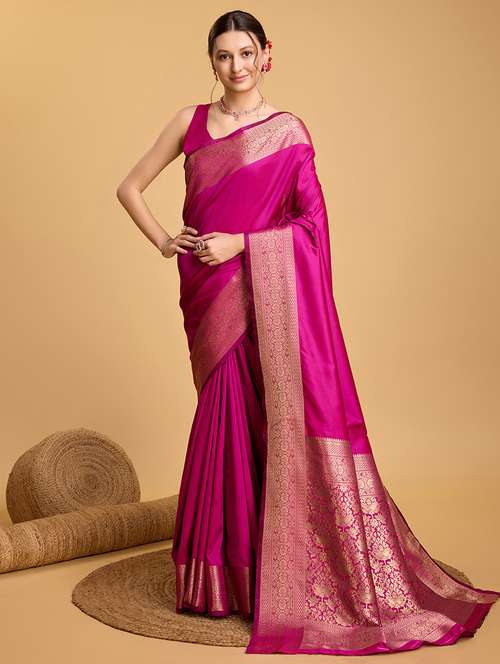 women solid with bordered saree with blouse - 22000010 - Standard Image - 0