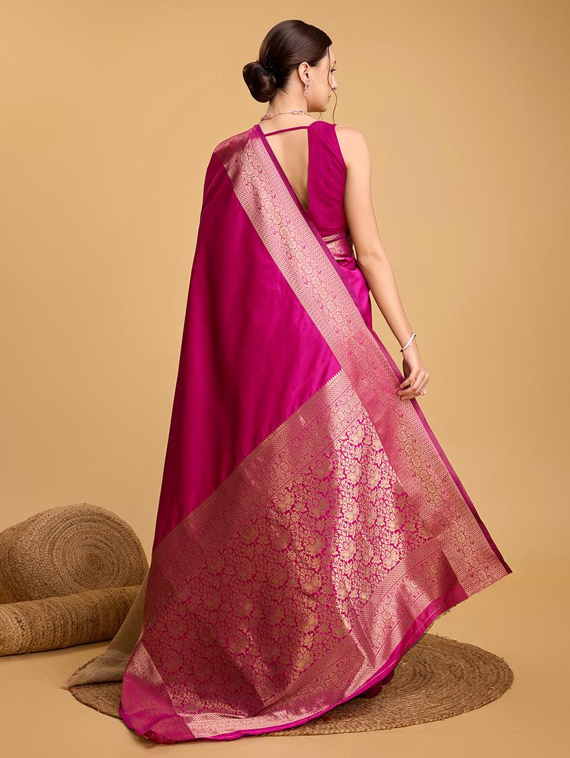 women solid with bordered saree with blouse - 22000010 - Standard Image - 2