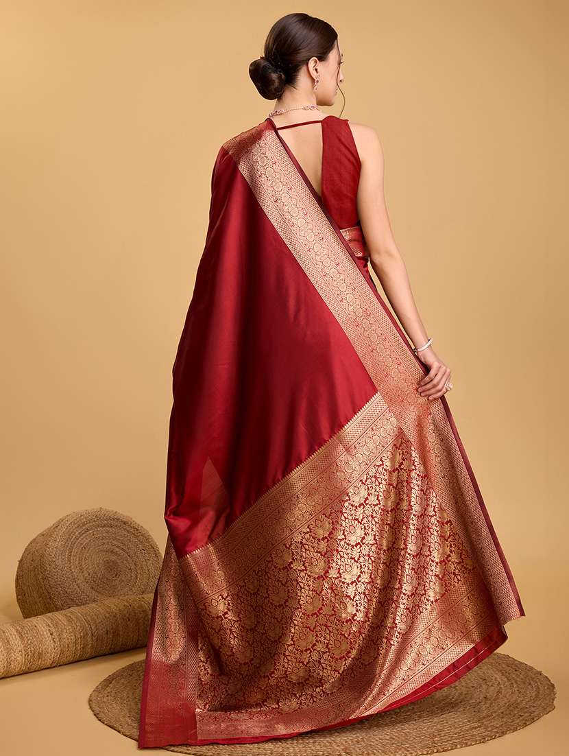 women solid with bordered saree with blouse - 22000011 -  Standard Image - 2