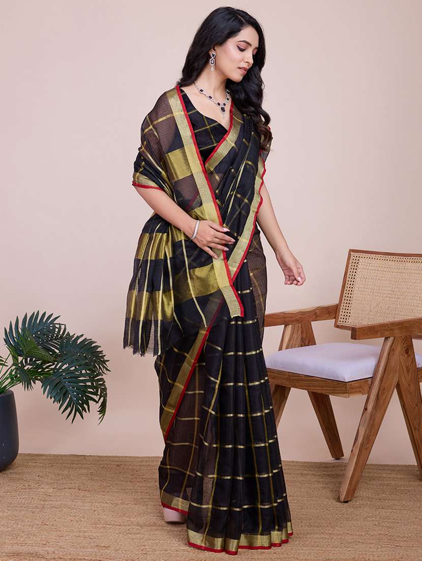 women checkered kota doria saree with blouse - 22000013 -  Standard Image - 2