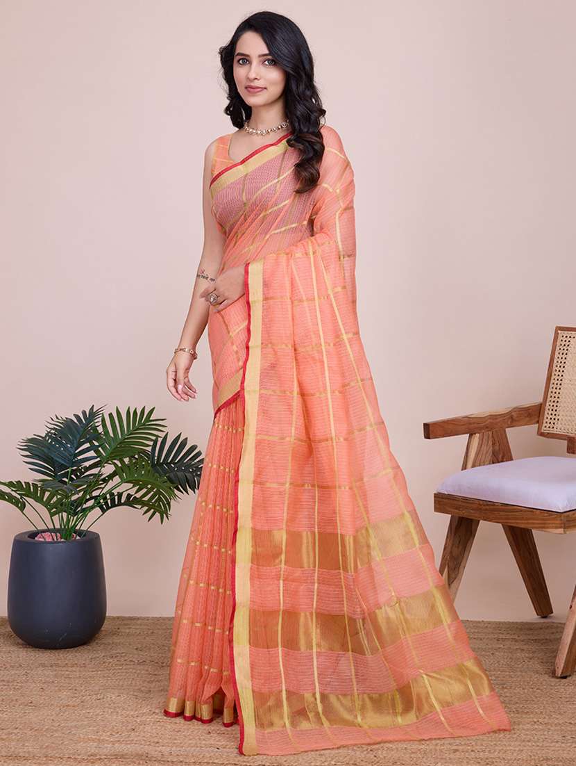women checkered kota doria saree with blouse - 22000014 -  Standard Image - 2