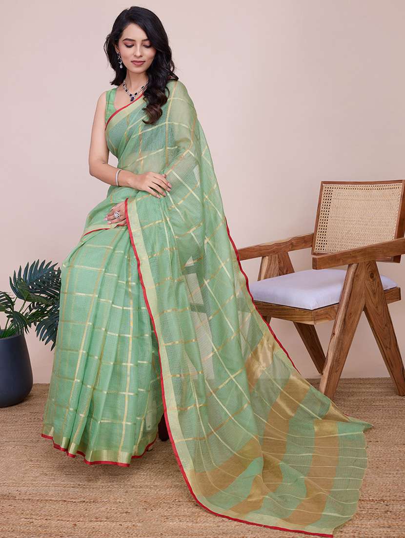 women checkered kota doria saree with blouse - 22000016 - Standard Image - 2