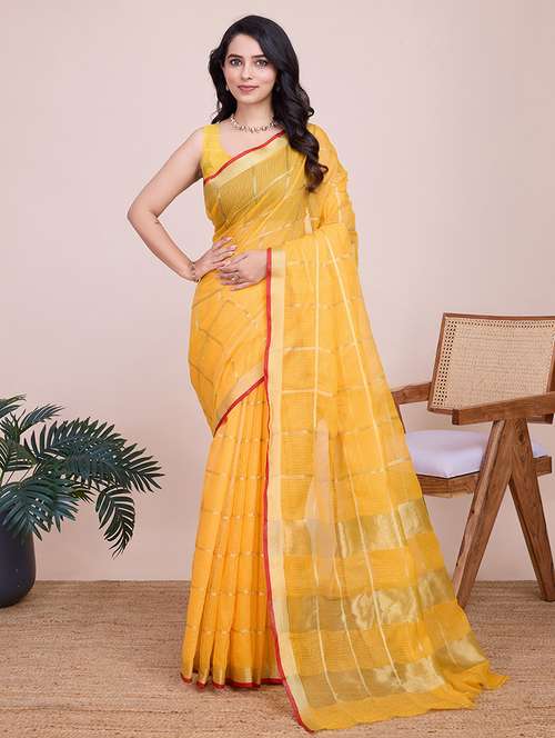 women checkered kota doria saree with blouse - 22000019 - Standard Image - 0