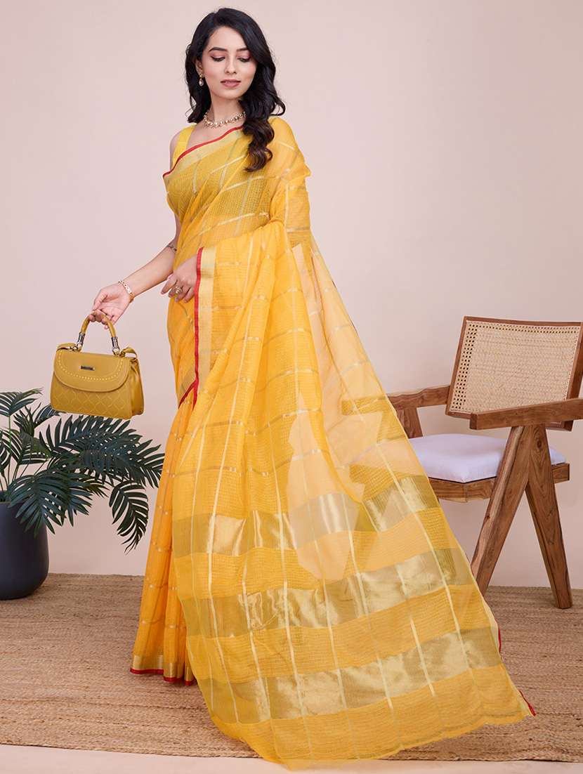 women checkered kota doria saree with blouse - 22000019 - Standard Image - 2