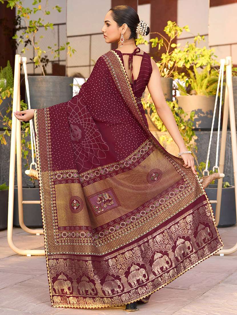 women printed bordered saree with blouse - 22000021 - Standard Image - 2