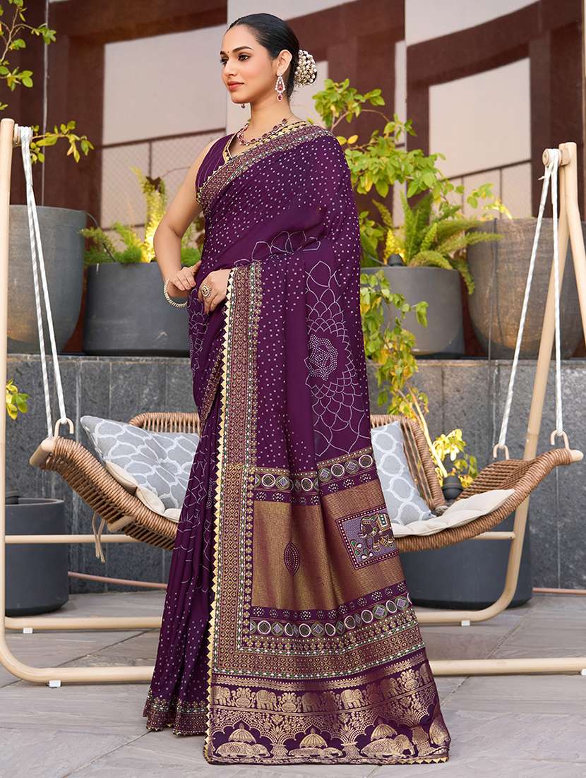 women printed bordered saree with blouse - 22000022 -  Standard Image - 2