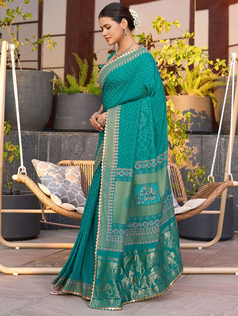 women printed bordered saree with blouse - 22000023 -  Standard Image - 2