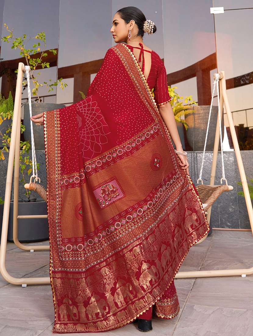 women printed bordered saree with blouse - 22000024 - Standard Image - 2