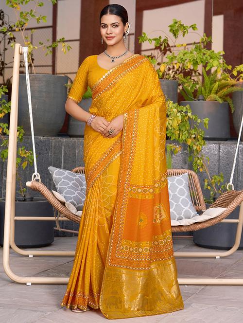 women printed bordered saree with blouse - 22000025 - Standard Image - 0