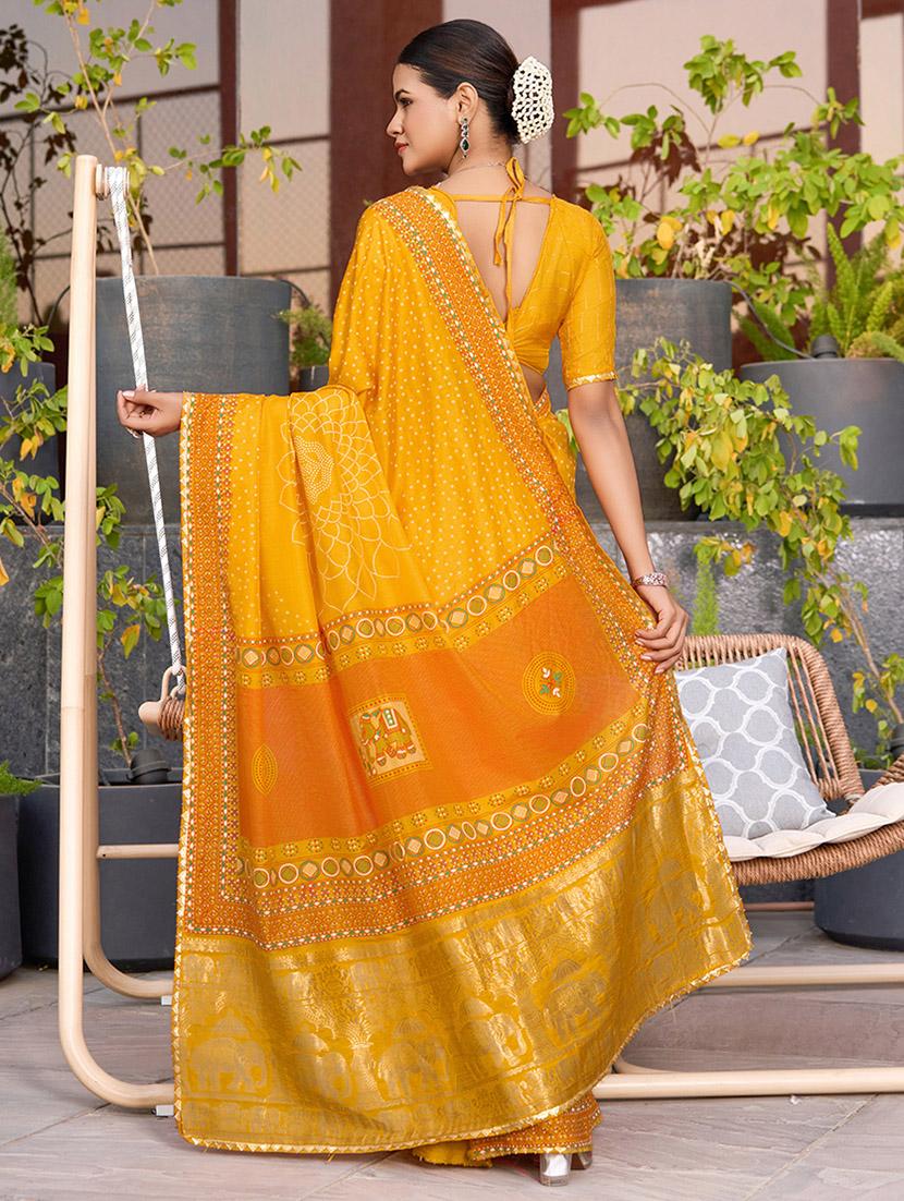 women printed bordered saree with blouse - 22000025 - Standard Image - 2