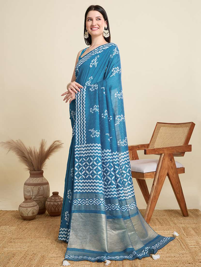 women printed casual wear saree with blouse - 22000038 -  Standard Image - 2