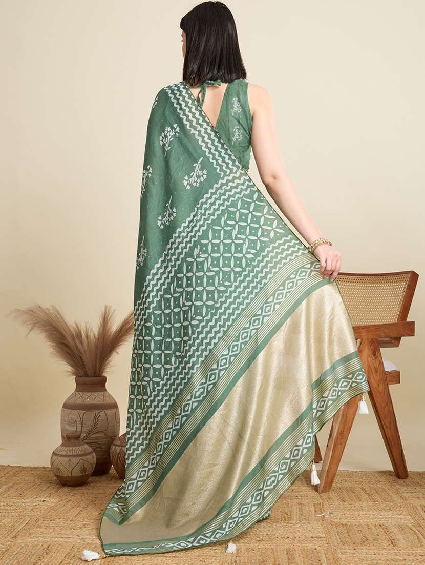 women printed casual wear saree with blouse - 22000040 -  Standard Image - 2