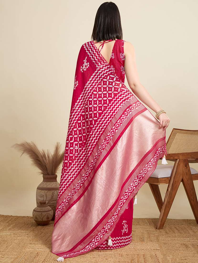 women printed casual wear saree with blouse - 22000041 - Standard Image - 2