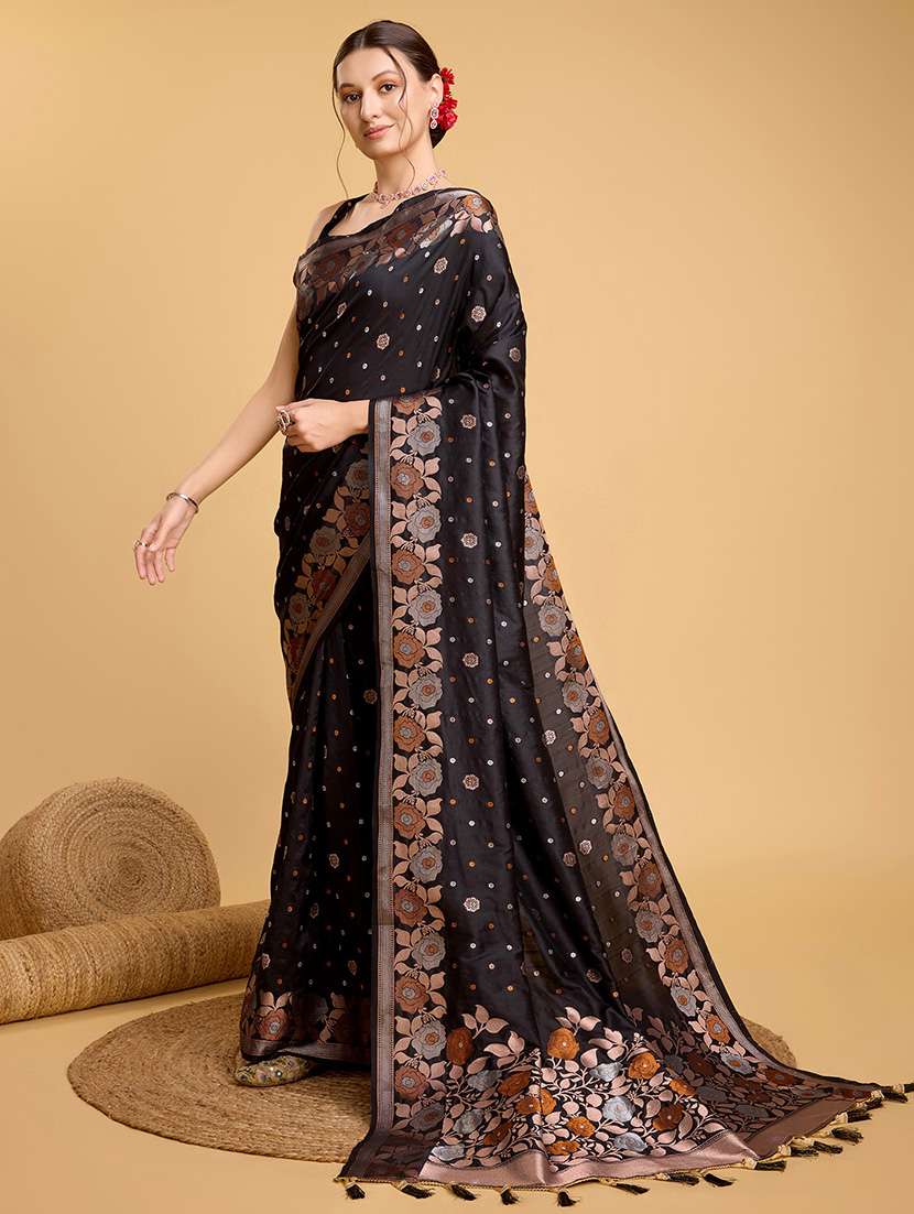 women floral banarasi saree with blouse - 22000076 -  Standard Image - 2