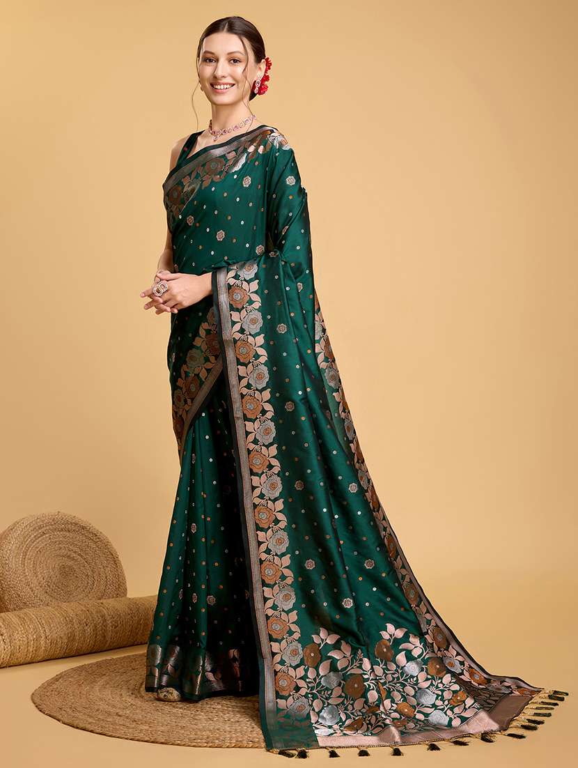 women floral banarasi saree with blouse - 22000077 -  Standard Image - 2