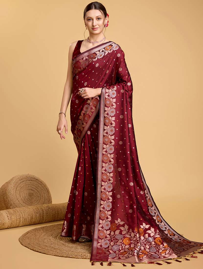 women floral banarasi saree with blouse