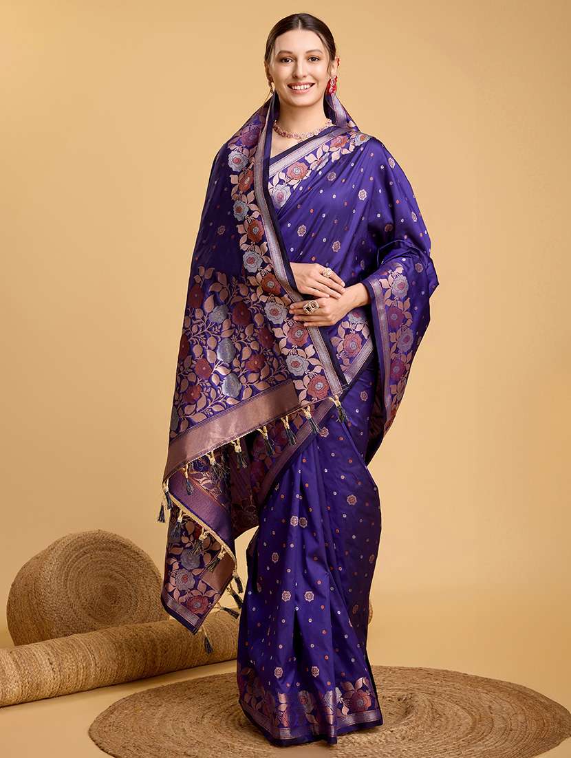 women floral banarasi saree with blouse - 22000079 -  Standard Image - 2