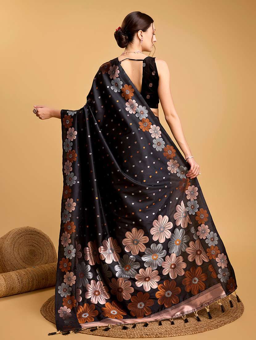 women floral banarasi saree with blouse - 22000082 - Standard Image - 2