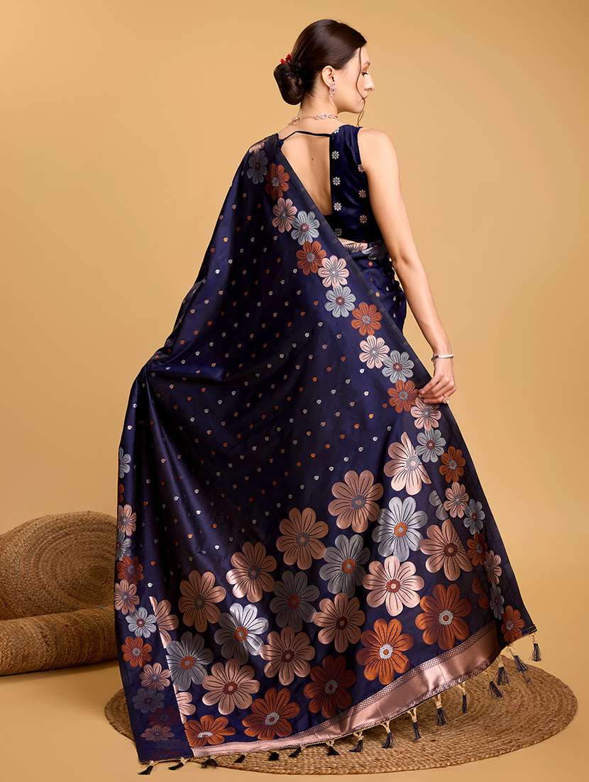 women floral banarasi saree with blouse - 22000085 -  Standard Image - 2