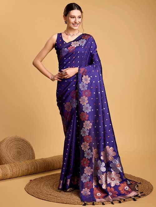 women floral banarasi saree with blouse - 22000086 - Standard Image - 0