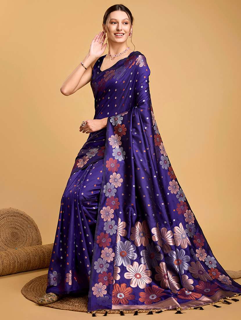 women floral banarasi saree with blouse - 22000086 - Standard Image - 2
