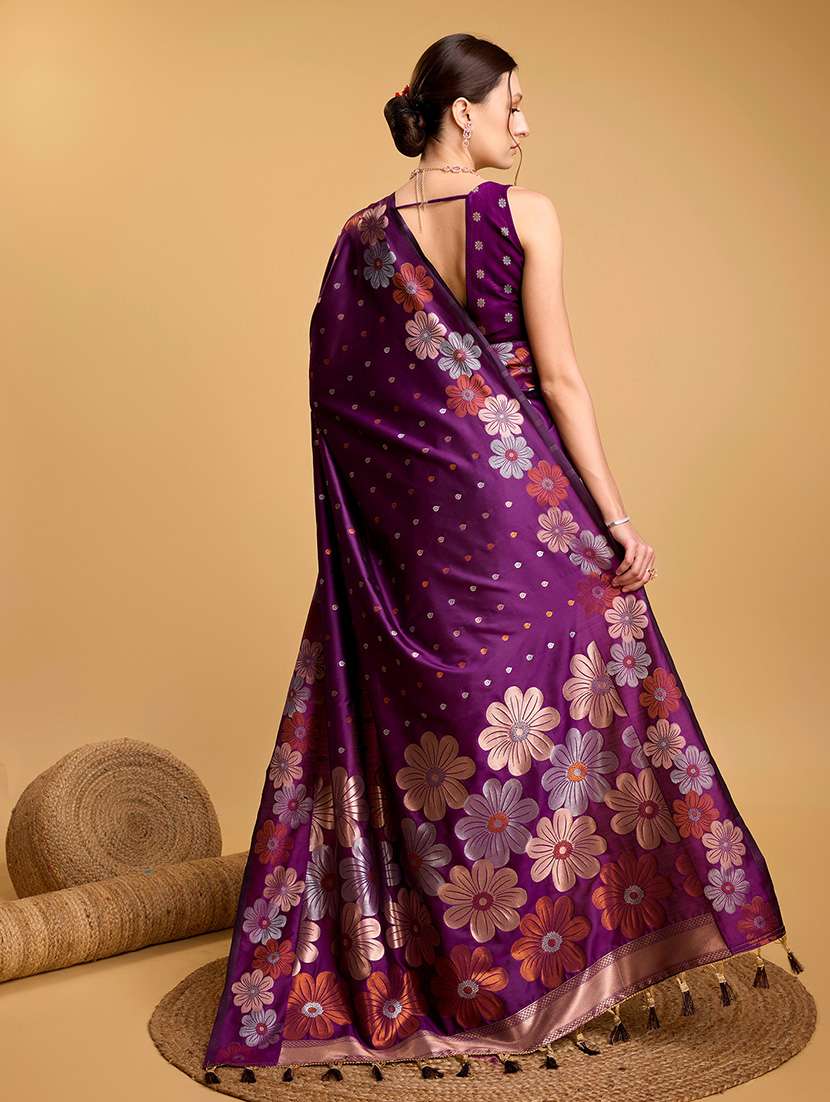 women floral banarasi saree with blouse - 22000087 -  Standard Image - 2