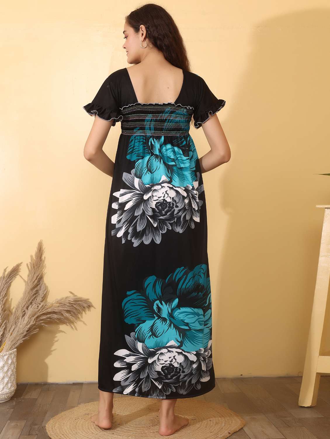 women pack of 2 floral print short sleeve nighty - 22000103 -  Standard Image - 2